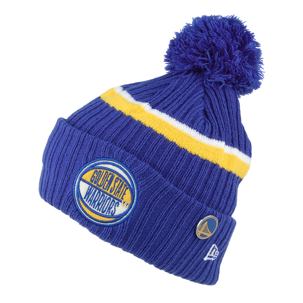 New Era Golden State Warriors Knit Cuff Bobble Hat - NBA Draft OTC - Blue