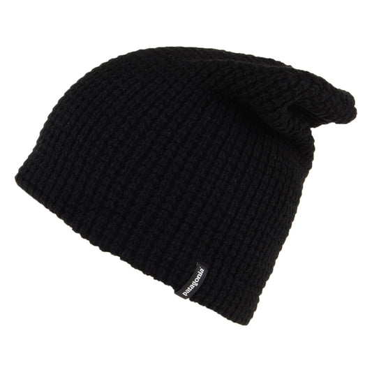 Patagonia Hats Desert Sky Waffle Knit Recycled Wool Slouch Beanie Hat - Black