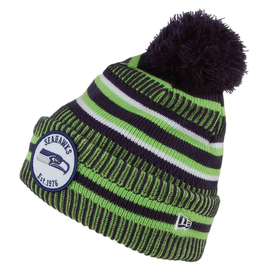 New Era Seattle Seahawks Bobble Hat - NFL On Field Knit - Blue-Green