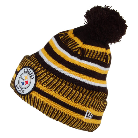 New Era Pittsburgh Steelers Bobble Hat - NFL On Field Knit - Yellow-Black