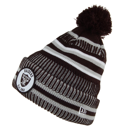 New Era Las Vegas Raiders Bobble Hat - NFL On Field Knit - Black-Grey