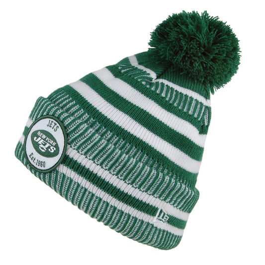 New Era New York Jets Bobble Hat - NFL On Field Knit - Green-White