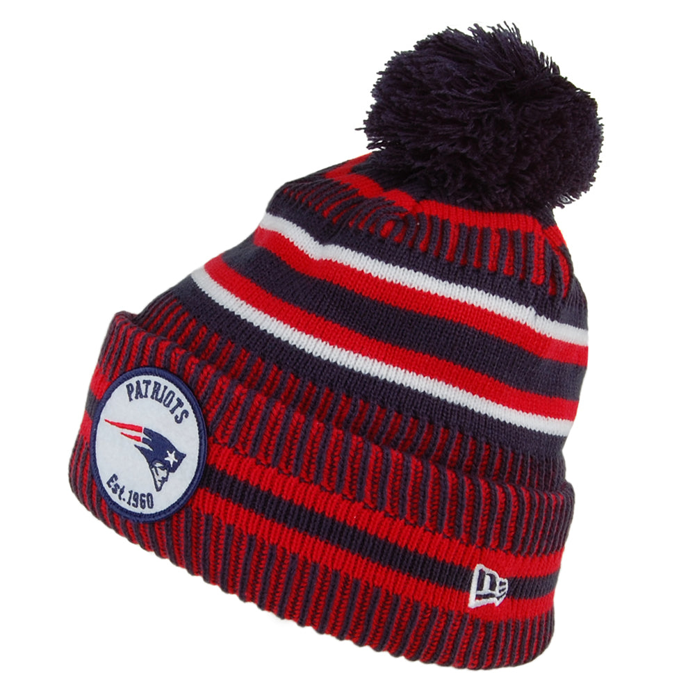 New Era New England Patriots Bobble Hat - NFL On Field Knit - Navy-Red