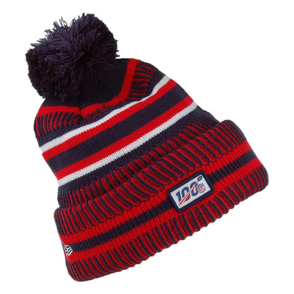 New Era New England Patriots Bobble Hat - NFL On Field Knit - Navy-Red