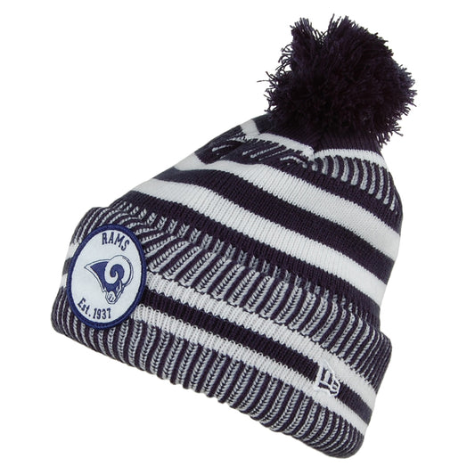 New Era Los Angeles Rams Bobble Hat - NFL On Field Knit - Navy-White