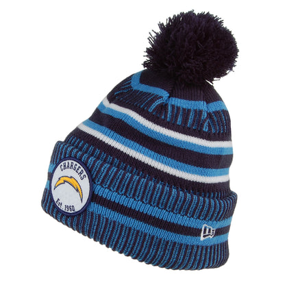New Era Los Angeles Chargers Bobble Hat - NFL On Field Knit - Blue