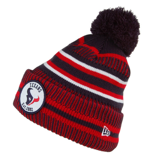 New Era Houston Texans Bobble Hat - NFL On Field Knit - Navy-Red