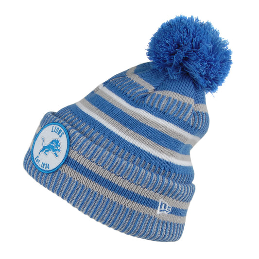 New Era Detroit Lions Bobble Hat - NFL On Field Knit - Blue-Grey