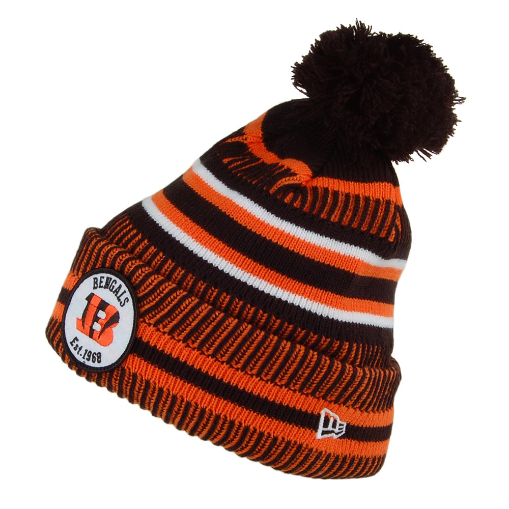 New Era Cincinnati Bengals Bobble Hat - NFL On Field Knit - Black-Orange