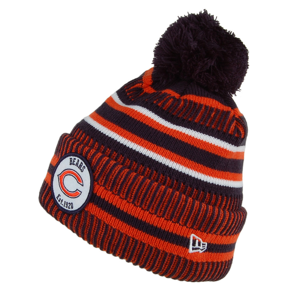 New Era Chicago Bears Bobble Hat - NFL On Field Knit - Orange-Navy