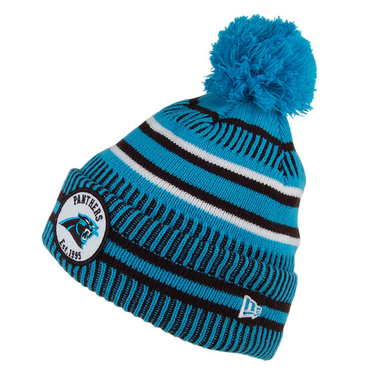 New Era Carolina Panthers Bobble Hat - NFL On Field Knit - Blue-Black