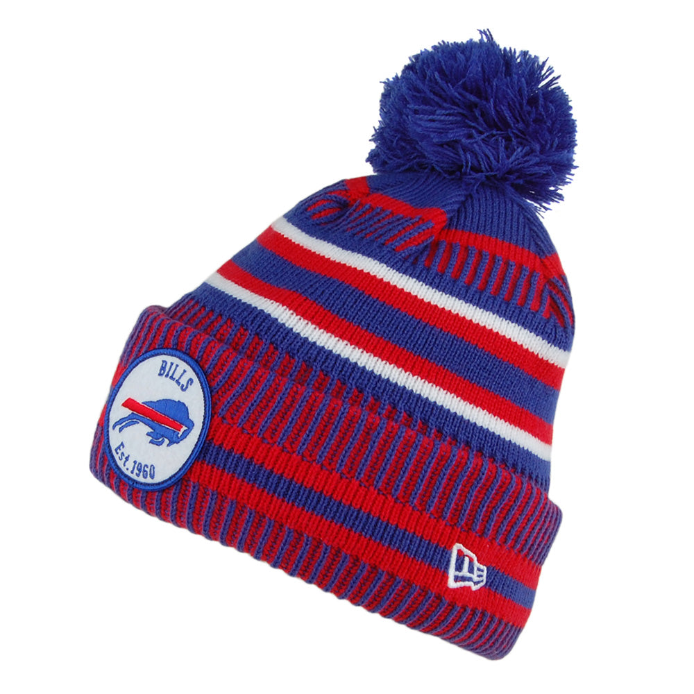 New Era Buffalo Bills Bobble Hat - NFL On Field Knit - Blue-Red