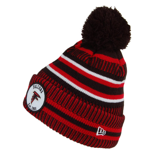 New Era Atlanta Falcons Bobble Hat - NFL On Field Knit - Red-Black