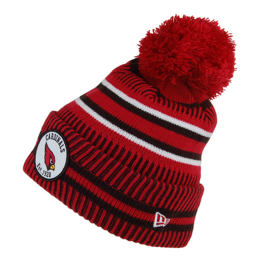 New Era Arizona Cardinals Bobble Hat - NFL On Field Knit - Cardinal-Black