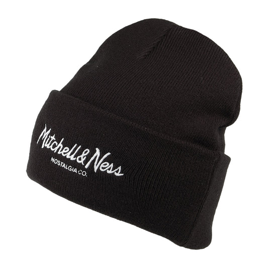 Mitchell & Ness Pinscript Knit Cuffed Beanie Hat - Black