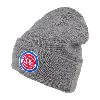 Mitchell & Ness Detroit Pistons Beanie Hat - NBA Team Logo Cuff Knit - Grey