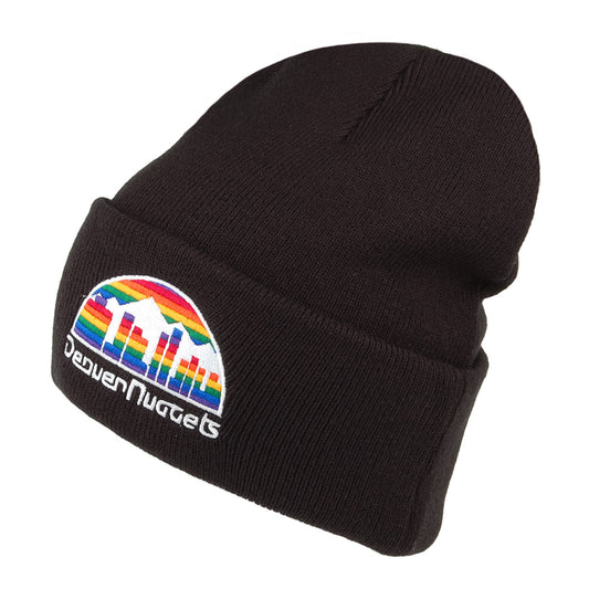 Mitchell & Ness Denver Nuggets Beanie Hat - NBA Team Logo Cuff Knit - Black