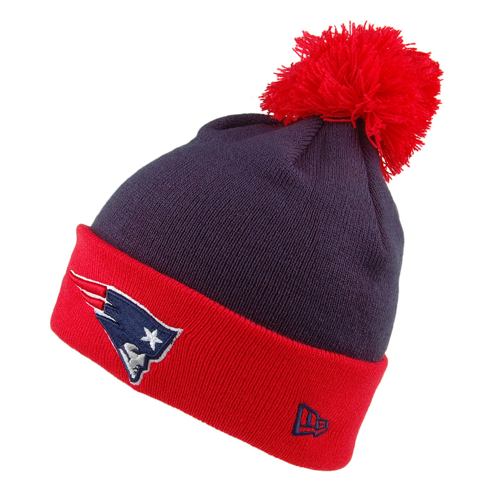 New Era New England Patriots Bobble Hat - NFL Pop Team Knit - Navy-Red