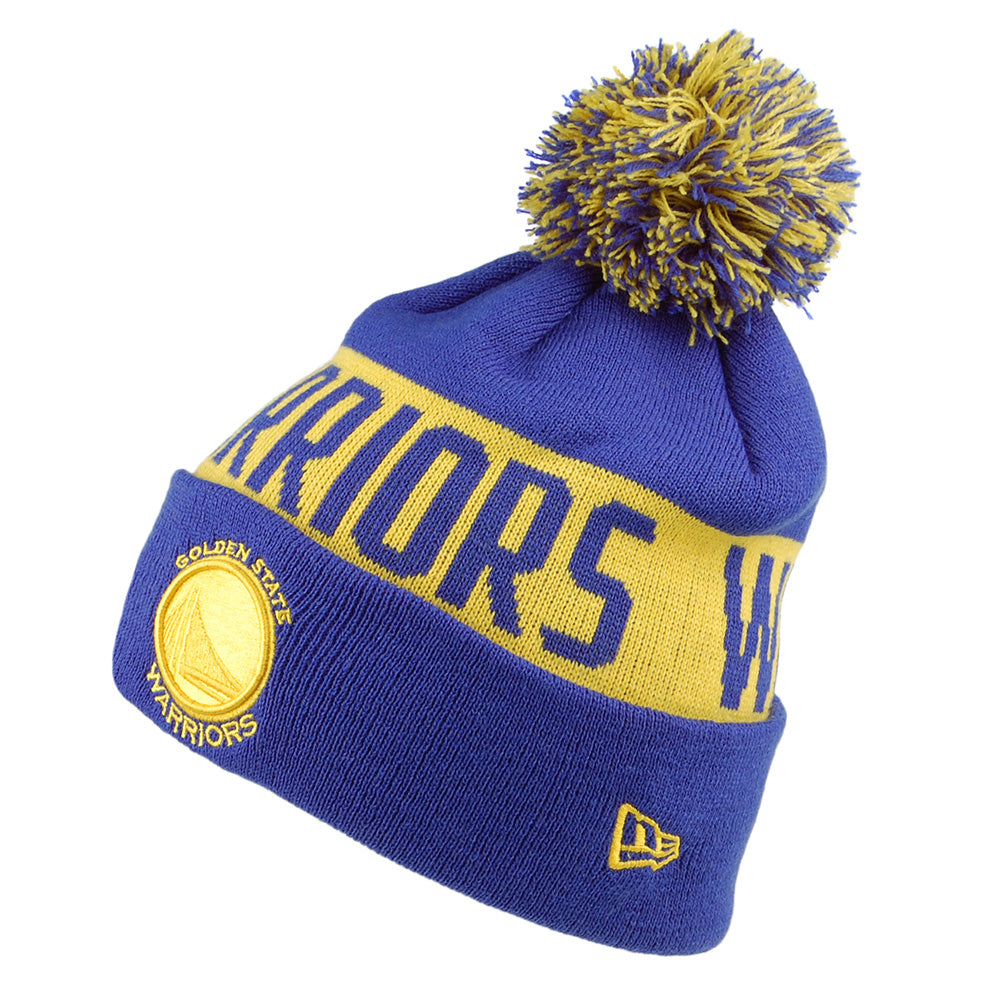 New Era Golden State Warriors Bobble Hat - NBA Team Tonal Knit - Blue-Yellow