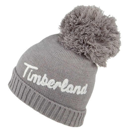 Timberland Hats Womens Logo Embroidery Bobble Hat - Grey Heather