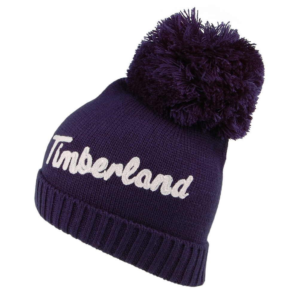 Timberland Hats Womens Logo Embroidery Bobble Hat - Navy Blue