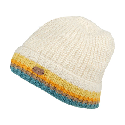 Kusan Turn Up Cuff Knit Beanie Hat - Cream-Multi