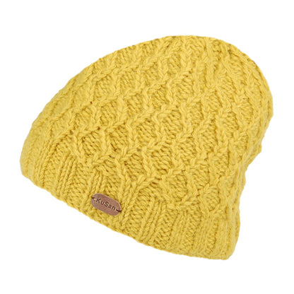 Kusan Brooklyn Cable Knit Beanie Hat - Yellow