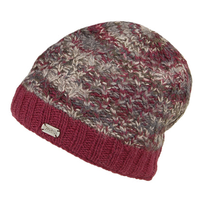 Kusan Brooklyn Double Cable Twisted Knit Beanie Hat - Burgundy-Multi