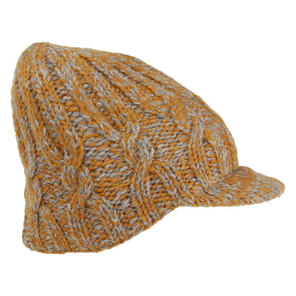 Kusan Cable Knit Peaked Beanie Hat - Caramel