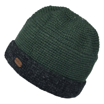 Kusan Turn Up Crochet Beanie Hat - Green