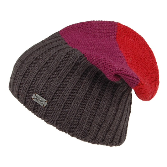 Kusan Merino Floppy Beanie Hat - Red-Purple