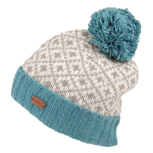 Kusan Fleur de Lis Bobble Hat - Aqua