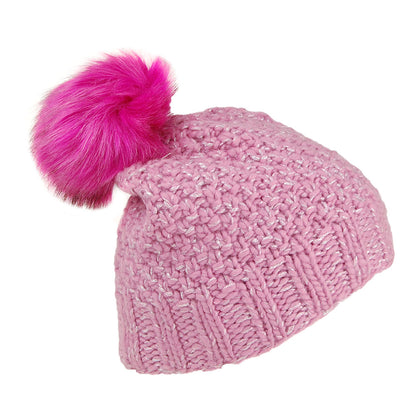 Kusan Moss Stitch Yarn Bobble Hat - Pink
