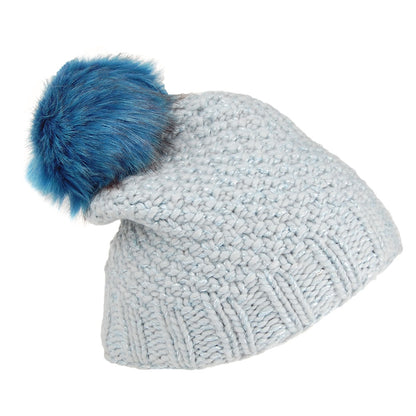 Kusan Moss Stitch Yarn Bobble Hat - Blue