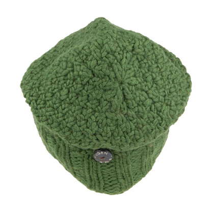 Kusan Button Down Beanie Hat - Green