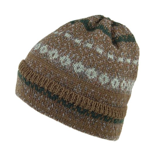 Highland 2000 Fair Isle Wool Cuffed Beanie Hat - Forest Mix