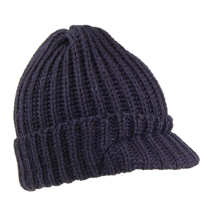 Highland 2000 English Wool Small Peak Beanie Hat - Navy Blue