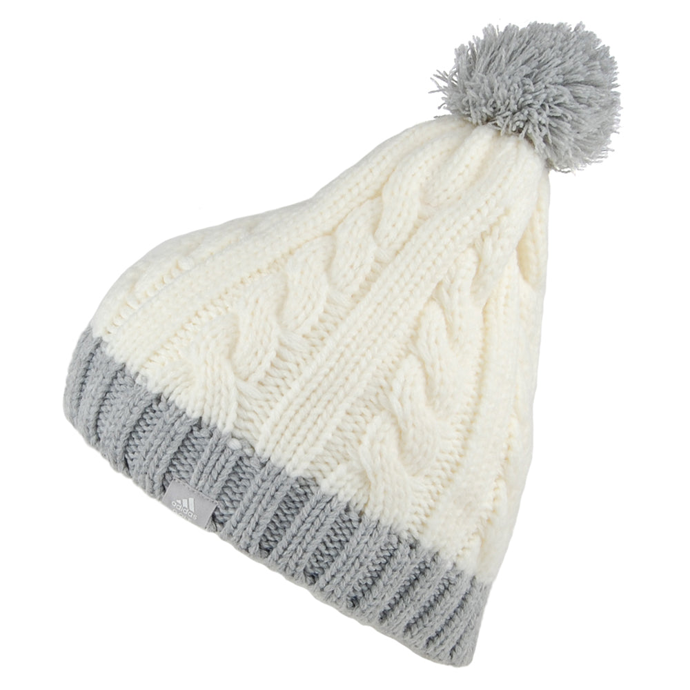 Adidas Hats Two Toned Pom Bobble Hat - White-Grey