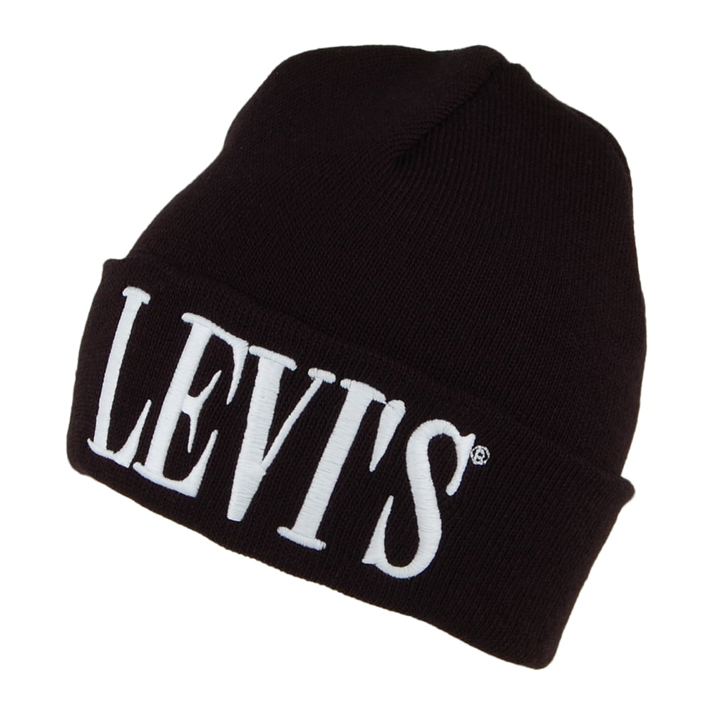 Levi's Hats Serif Logo Cuffed Beanie Hat - Black