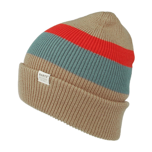 Barts Hats Cowie Striped Cuff Knit Beanie Hat - Camel