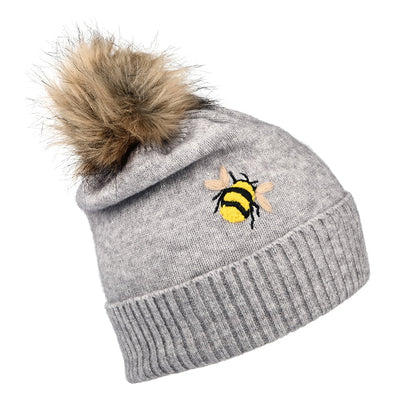 Joules Hats Stafford Bee Bobble Hat - Grey