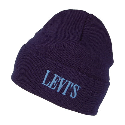 Levi's Hats Smaller Serif Logo Cuffed Beanie Hat - Navy Blue