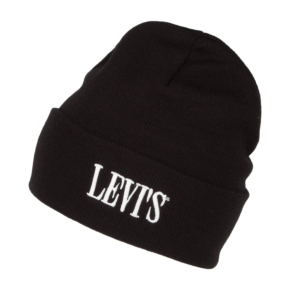 Levi's Hats Smaller Serif Logo Cuffed Beanie Hat - Black
