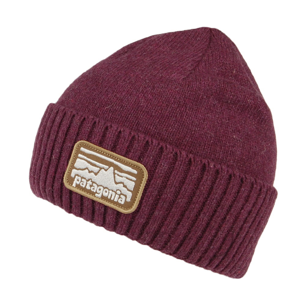 Patagonia Hats Fitz Roy Rambler Brodeo Recycled Wool Beanie Hat - Wine