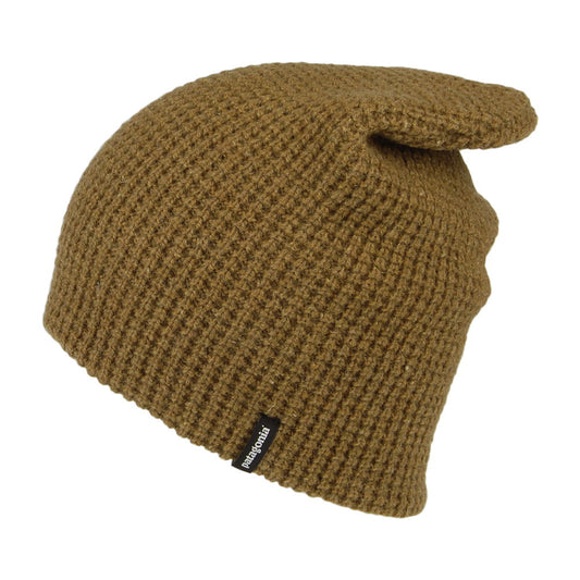 Patagonia Hats Desert Sky Waffle Knit Recycled Wool Slouch Beanie Hat - Brown