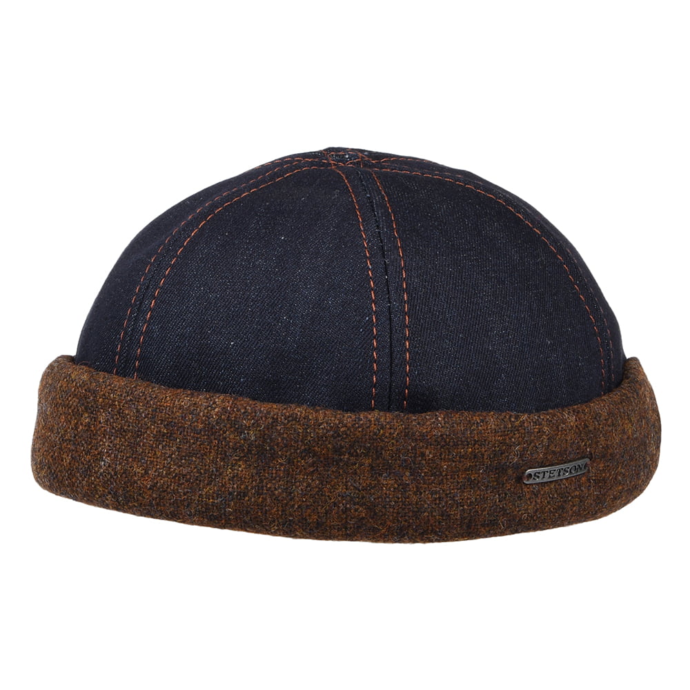 Stetson Hats Denim & Tweed Docker Beanie Hat - Denim