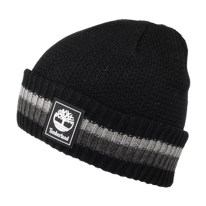Timberland Hats Striped Cuffed Beanie Hat - Black-Grey