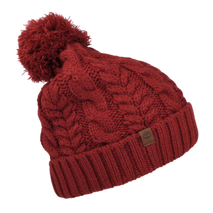 Timberland Hats Cable Watch Cap Bobble Hat - Dark Red