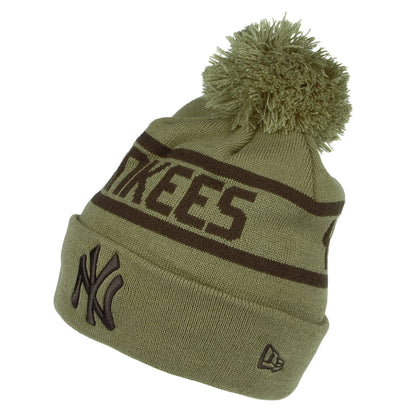 New Era New York Yankees Cuffed Bobble Hat - MLB Team Jake - Olive-Black