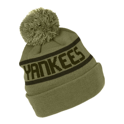 New Era New York Yankees Cuffed Bobble Hat - MLB Team Jake - Olive-Black